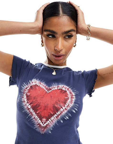 Miss Selfridge Heritage Heart Graphic Print Short Sleeve T Shirt In