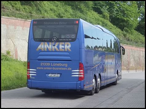 Mercedes Travego Von Anker Aus Deutschland Im Stadthafen Sassnitz Am