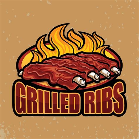 Premium Vector | Grilled Ribs Logo Vector Design