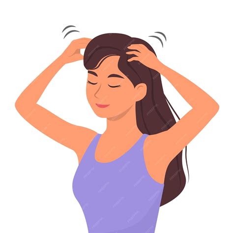 Premium Vector A Young Woman Makes Herself A Scalp Massage Of The