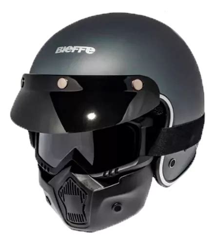 Capacete Custom Bieffe B Old School Eternal Cinza Parcelamento Sem