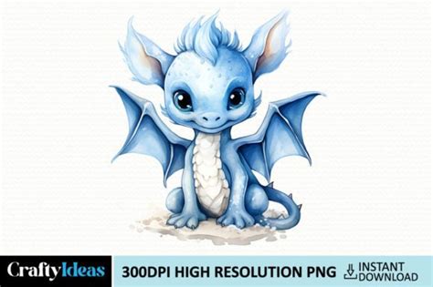 Young Blue Dragon Cute Png Graphic by CraftyIdeas · Creative Fabrica