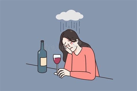 Sad Alcoholic Woman Character Stock Illustrations 169 Sad Alcoholic