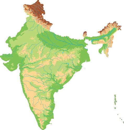 Grande Carte Physique Détaillée De L Inde Illustration de Vecteur