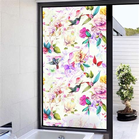 Lrqy 3d Static Cling Frosted Window Film Stained Glass Door Bathroom