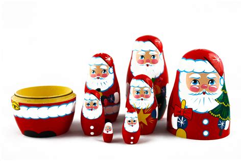 Matryoshka Russian Nesting Doll Santa Claus 7 Pcs Etsy