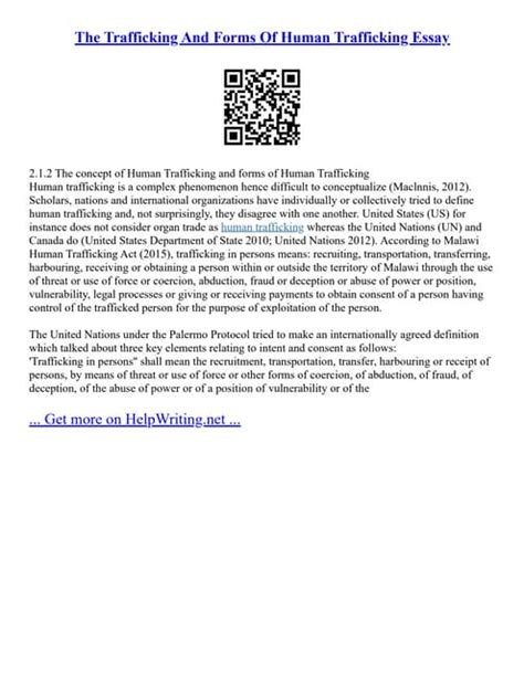 The Trafficking And Forms Of Human Trafficking Essay Pdf