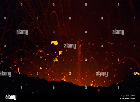 Volcano eruption of night Stock Photo - Alamy