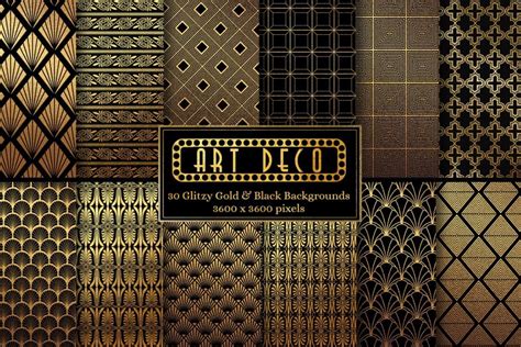 Art Deco Black And Gold Patterns Design Cuts