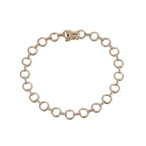 Gold Circle Chain & Pave Link Bracelet