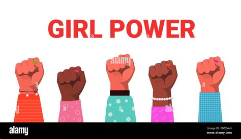 Mix Race Raised Up Womens Fists Female Empowerment Movement Girl Power