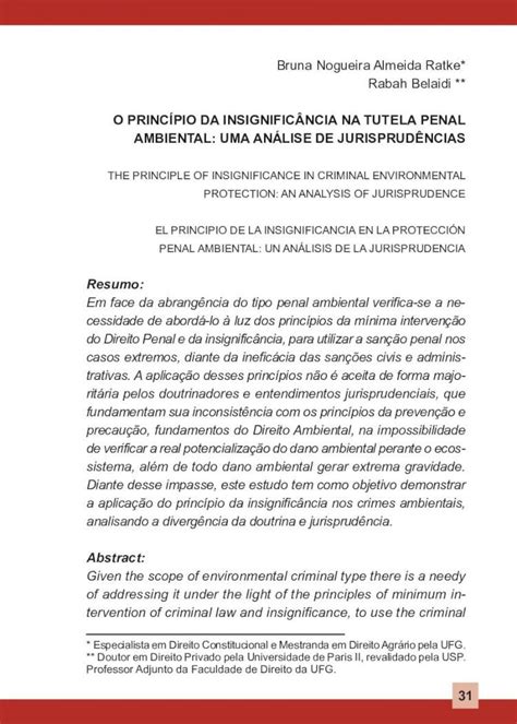 Pdf O Princípio Da Insignificância Na Tutela Penal Ambiental