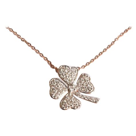 Dalben Opal Diamond Gold Four Leaf Clover Rosary Necklace For Sale At