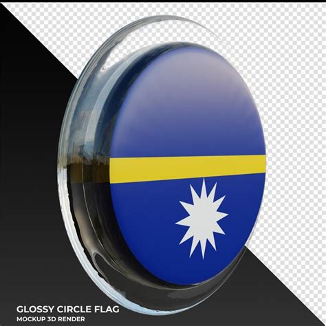 Nauru0003 bandeira de círculo brilhante texturizado 3d realista PSD