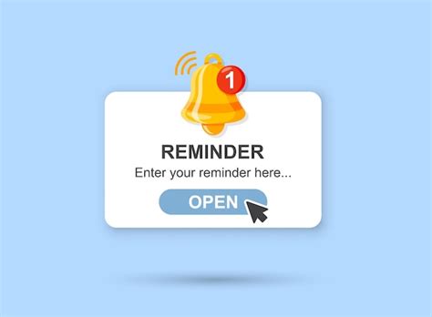 Premium Vector Reminder Notifications Page With Alert Bell Icon In