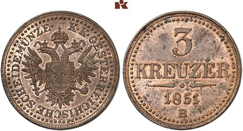 Franz Josef I 1848 1916 Ku 3 Kreuzer 1851 B Kremnitz 16 38 G J 288