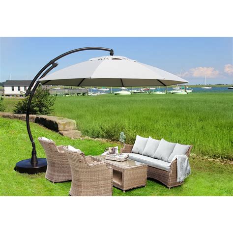 Sun Garden 13 Ft. Easy Sun Cantilever Umbrella and Parasol, the Original from Germany, Heather ...