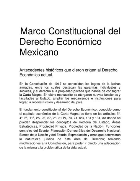 Marco Constitucional Del Derecho Económico Mexicano