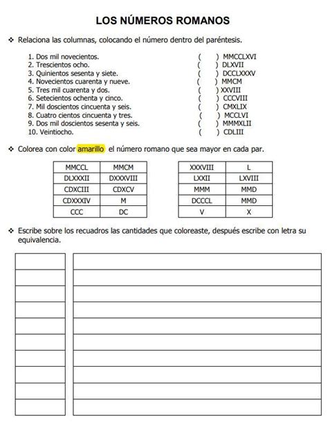 Ayuda Porfa Los N Meros Romanos Relaciona Las Columnas Colocando El