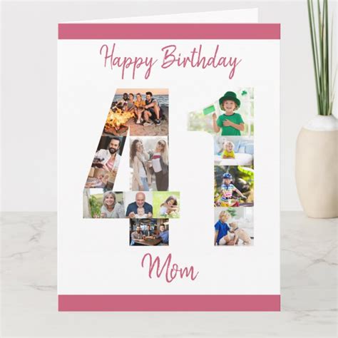 Happy 41st Birthday Mom Number 41 Photo Collage Card