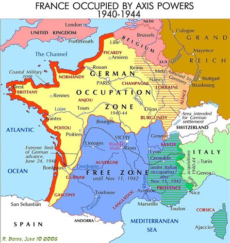 A map of the Axis occupation of France between 1940 and 1944 [1199 × ...