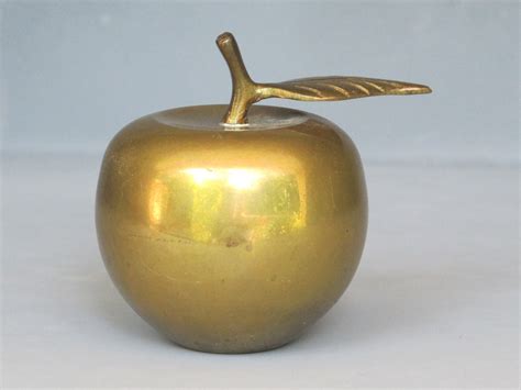 Vintage Brass Apple Paperweight Teachers Apple By Milkacervenka