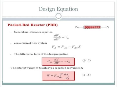 Design Equation Of Packed Bed Reactor Chemical Reaction Engineering