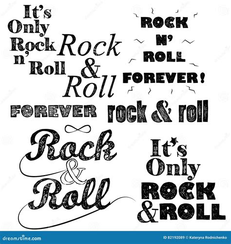 Rock N Roll Lettering Set White Stock Illustrations 6 Rock N Roll