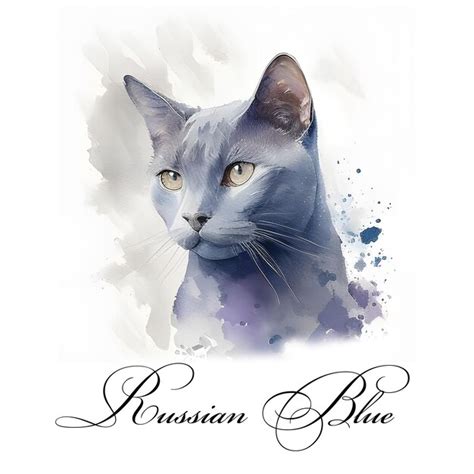 Premium Photo Watercolor Illustration Of A Single Cat Breed Russian