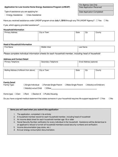 Printable Liheap Application Liheap Application Form