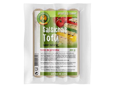 Salsichas Vegetais Tofu 200g CEM PORCENTO Nutripédia