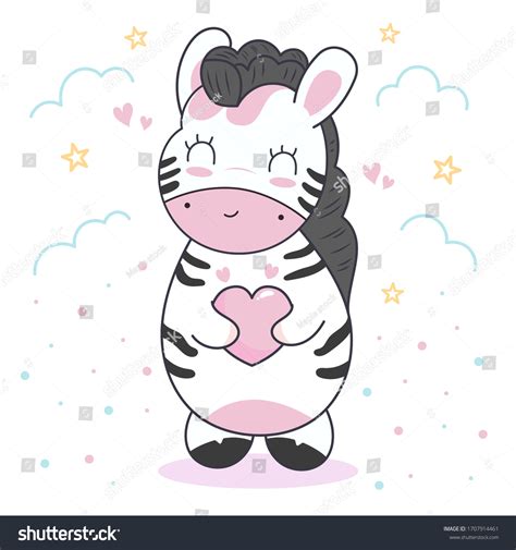 Cute Zebra Hug Heart Illustration Stock Vector Royalty Free