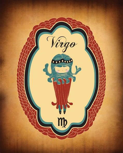 Virgo Zodiac Illustration Wall Decor Horoscope Print Art Etsy