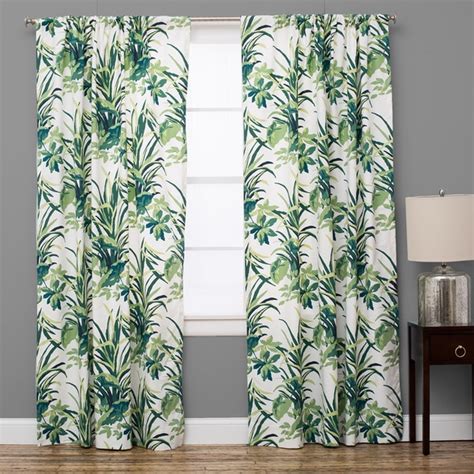 Bermuda Cotton Palm Leaf Green Curtain Panel 18678848