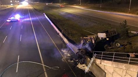 Truck Driver Killed In Fiery Crash On Highway 1 Cbc News