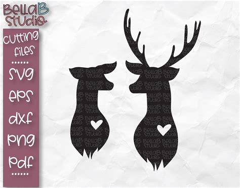 SVG Files Deer Head Svg Buck and Doe SVG Valentine's | Etsy