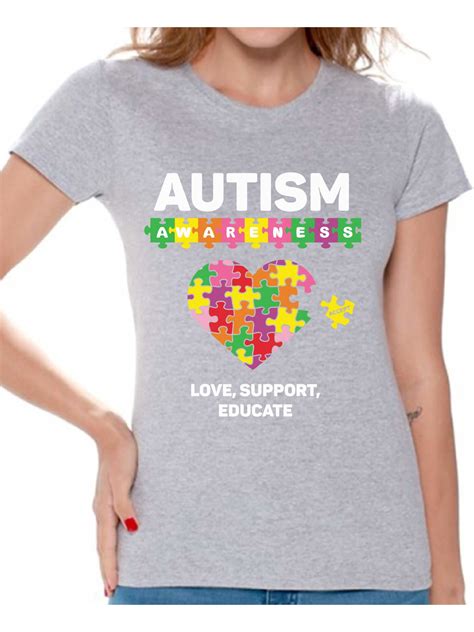 Awkward Styles Love Support Educate Autism Shirts For Women Autism