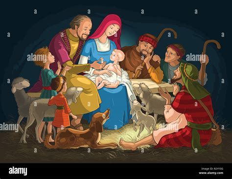 Biblical Scene Birth Jesus Bethlehem Christmas Hi Res Stock Photography