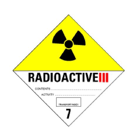 IMO ADR IATA 7 3 Radioactive III Bulk Labels 95 X 95mm