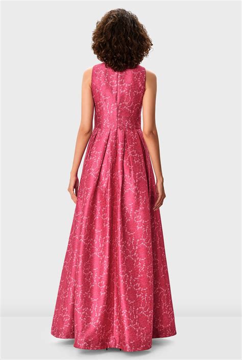 Shop Floral Lace Print Dupioni Maxi Dress EShakti