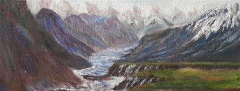 Himalayan Landscape Oil Painting – Oil Paintings by Navdeep Kular