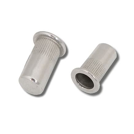 Knurled Body Closed Rivet Nuts M X A St Stl Flat Head Extratec