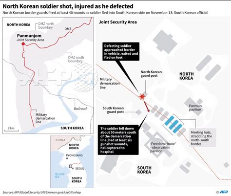 Map of the Joint Security Area in Panmunjom border truce village where ...