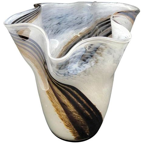 White And Clear Swirl Glass Miniature Murano Venetian Glass Vase By Fazzoletto At 1stdibs