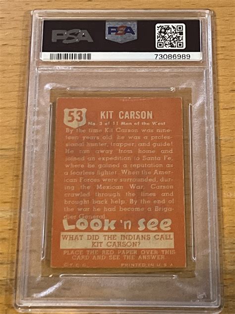 1952 Topps Look N See Kit Carson 53 Psa 5 Ex Newly Graded 523 Ebay