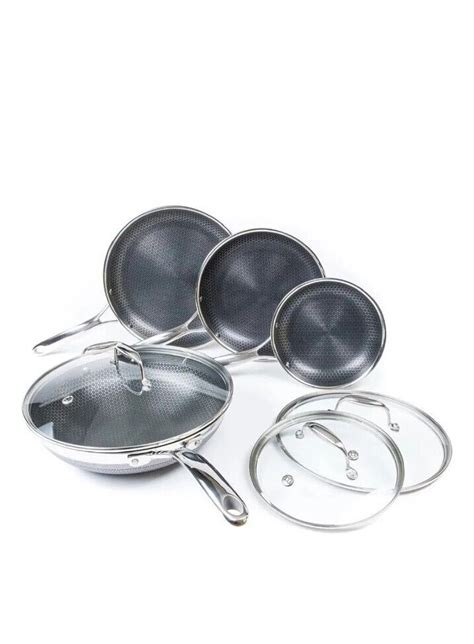 Hexclad 6 Piece Hybrid Stainless Steel Cookware Pan Set With Lids Gordon Ramsey Ebay