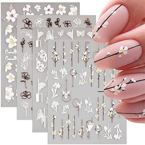 Betessin Blatt Nagelsticker Blumen Schmetterling D Nagelaufkleber