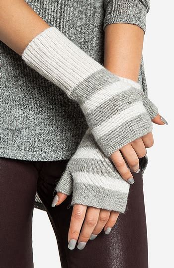 Striped Fingerless Gloves In Grey Dailylook