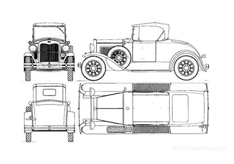 Download Drawing Ford Model A Runabout Cabriolet 1927 In Ai Pdf Png Svg Formats