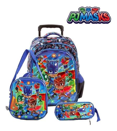 Kit Mochila Infantil Escolar 3d Rodinhas Pj Masks Parcelamento